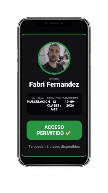 ApliGym - Pantalla de Acceso Permitido en celular